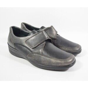 Rohde Silver Leather Strap Slip On Comfort Walking Shoes Sz 7